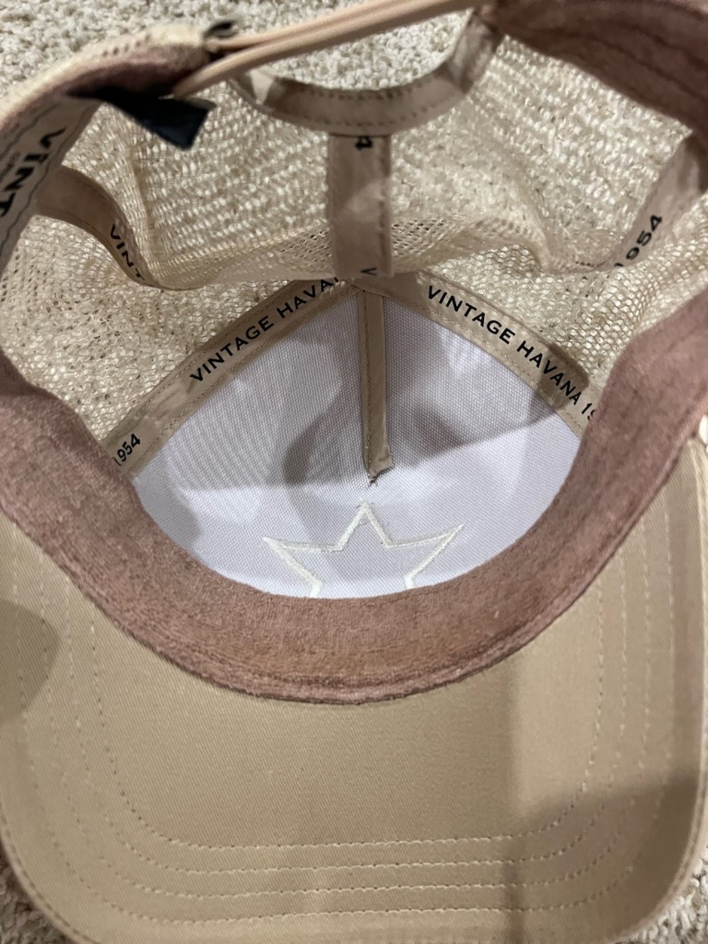Vintage Havana Tan Trucker Hat with White Star - Picture 3 of 3